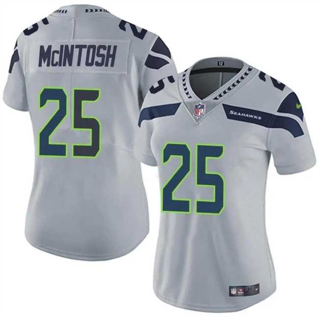 Womens Seattle Seahawks #25 Kenny McIntosh Gray Vapor Limited Football Stitched Jersey Dzhi